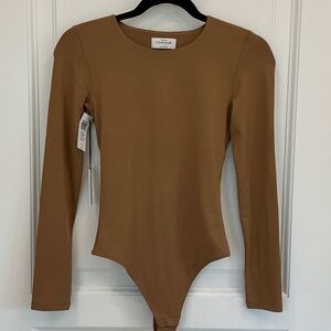 Babaton Tan Long Sleeve Bodysuit